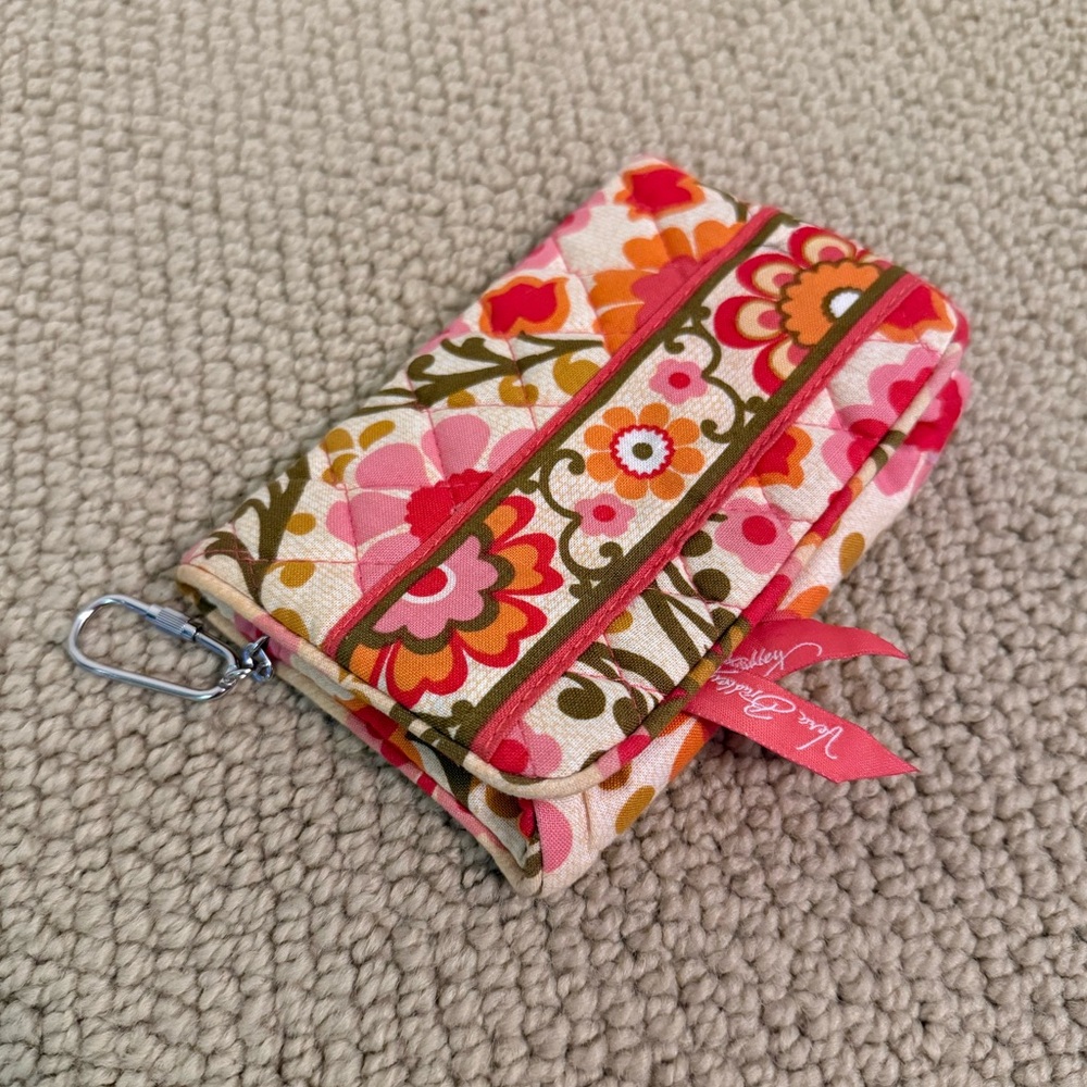women’s pink and orange floral printed wallet - vera bradley!